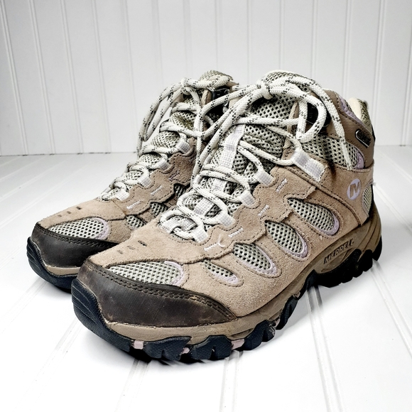 Merrell Ridgepass Women's Brindle/Sea Fog Mid Waterproof Boots F847 - Picture 5 of 12